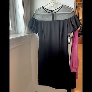 NWT Betsy and Adam evening dress with illusion shoulders,chest & 3” above hem